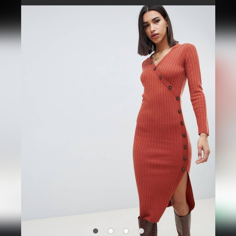 Sweater Dress with Button Detail